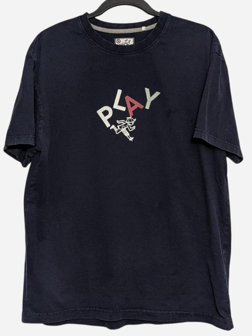 Play Cloths Clipse "Jack" Running Boy Typographic Graphic Tee - Navy XL